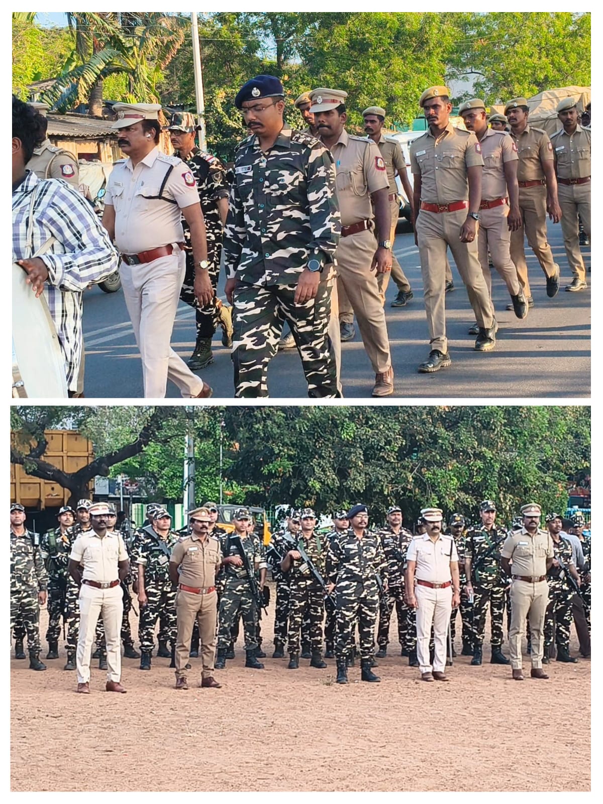 எண்ணூரில் கொடி அணிவகுப்பு