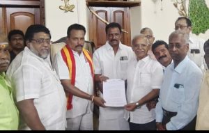கம்பம் சட்டமன்ற உறுப்பினரிடம் வாணியர் சங்க தலைவர் மனு