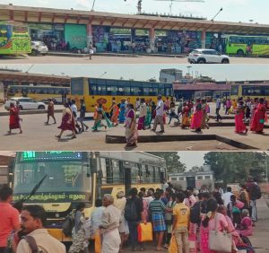மதுரை மாட்டுத்தாவணி பஸ் நிலையத்தில் பயணிகள் சாலை மறியல்!