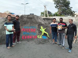 கோவையில் சர்வதேச போதைப்பொருள் எதிர்ப்பு தினத்தில் பிரம்மாண்ட மணல் சிற்பம்
