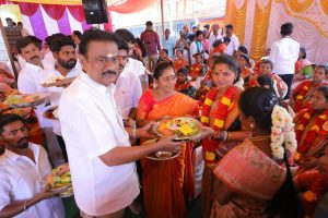 சூலூரில் தவெக சார்பில் 120 கர்ப்பிணி பெண்களுக்கு சமுதாய வளைகாப்பு விழா