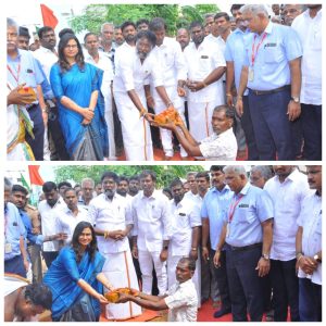 அரக்கோணம் எம்ஆர்எப் நிறுவனம் சார்பில் ரூ50 லட்சம் மதிப்பீட்டில் பூங்கா கட்டுமான பணிக்கு அடிக்கல் நாட்டினர் அமைச்சர் காந்திராஜ்