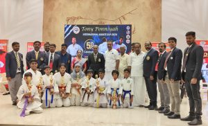 கோவையில் டோனி பொன்னையா கோப்பை சர்வதேச அளவிலான கராத்தே போட்டி