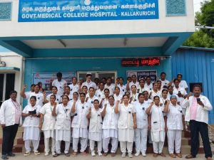 கள்ளக்குறிச்சி அரசு மருத்துவக் கல்லூரி மருத்துவமனையில் செவிலியர்கள் கவன ஈர்ப்பு ஆர்ப்பாட்டம்